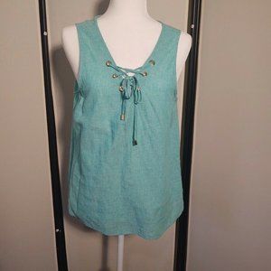 CLEARANCE SALE! Harve' Benard Tie Front Washable Linen Tank Top